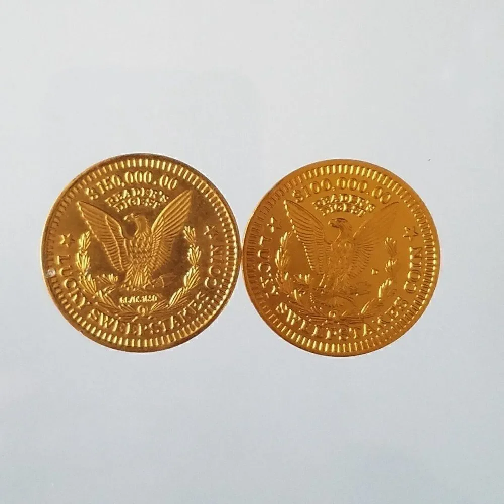 2 Vintage Collectible Readers Digest Lucky Sweepstakes D Coin Tokens 150K 100K